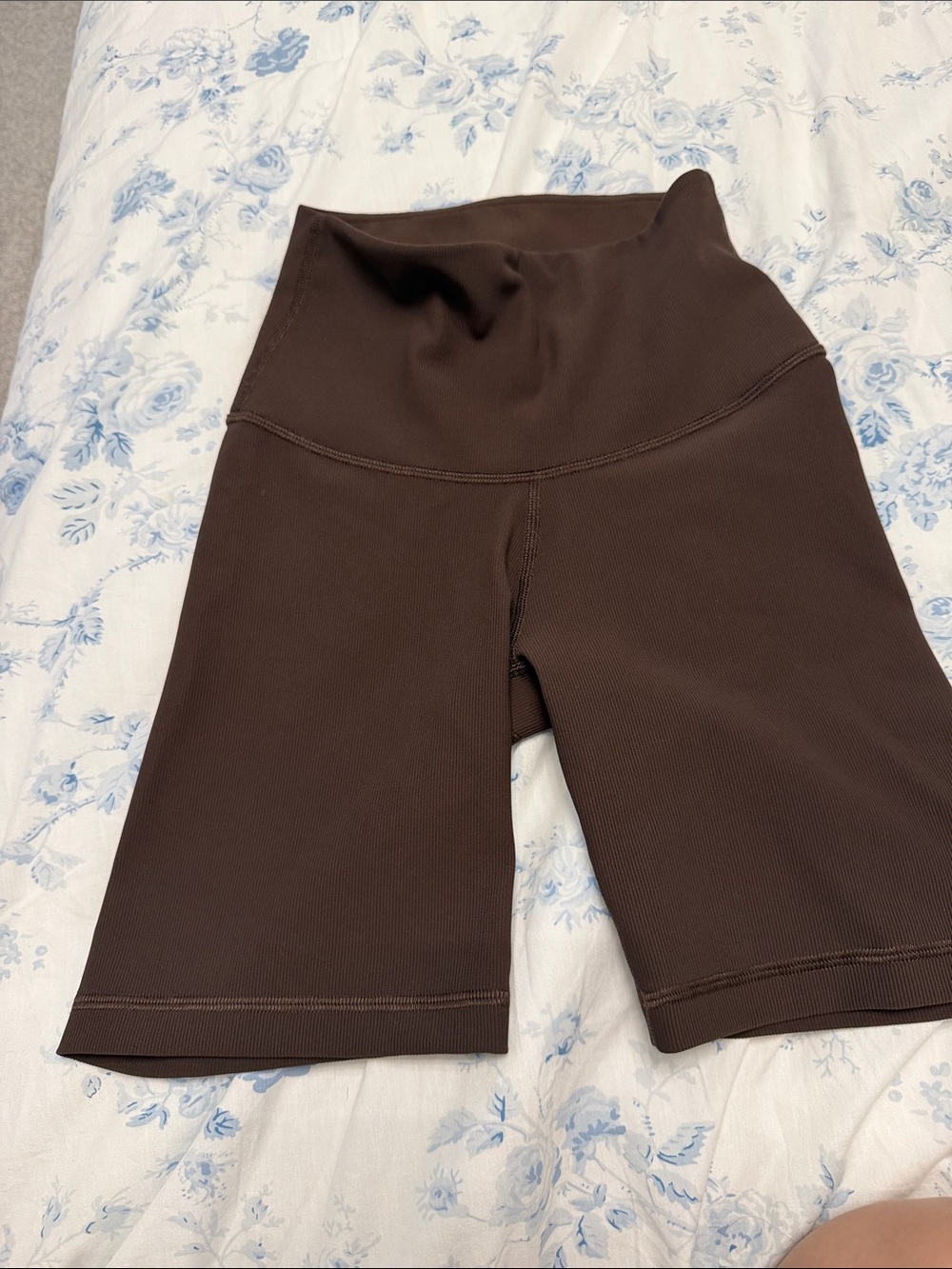 TNA Brown High-Rise Ribbed Bike Shorts